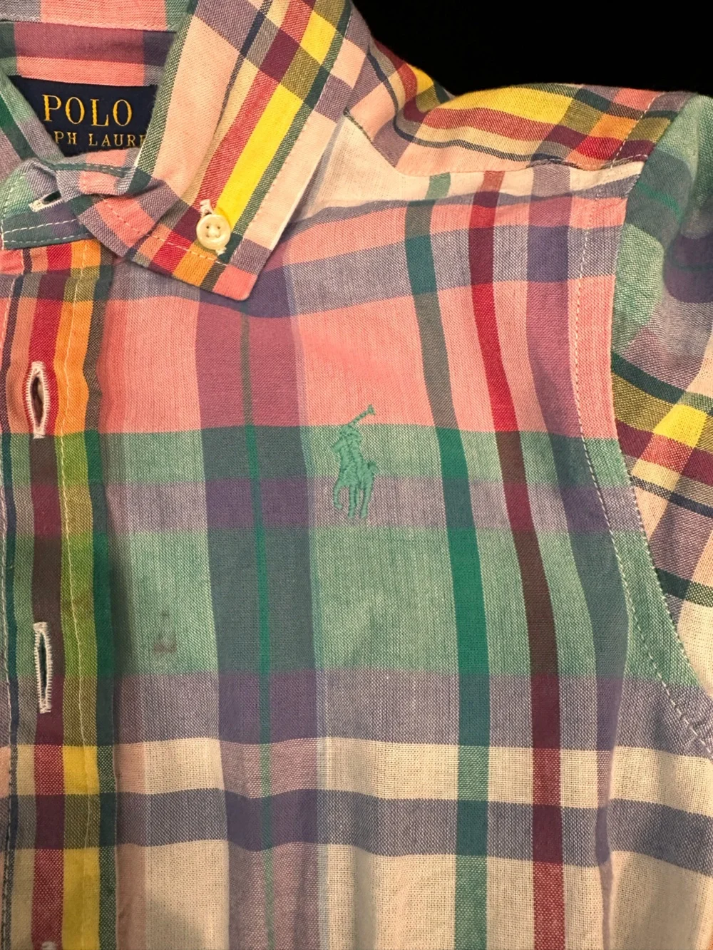 Ralph Lauren Multicolor Plaid Shirt – Coral, Red, Yellow, Green, Navy